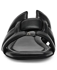 Anne Klein Women's Loyal Square Toe Slide Flat Sandals