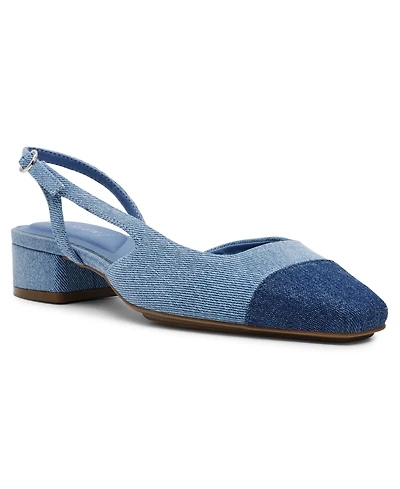 Anne Klein Women's Nia Block Heel Cap Toe Slingback Flats