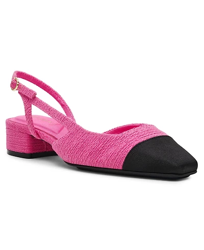 Anne Klein Women's Nia Block Heel Cap Toe Slingback Flats