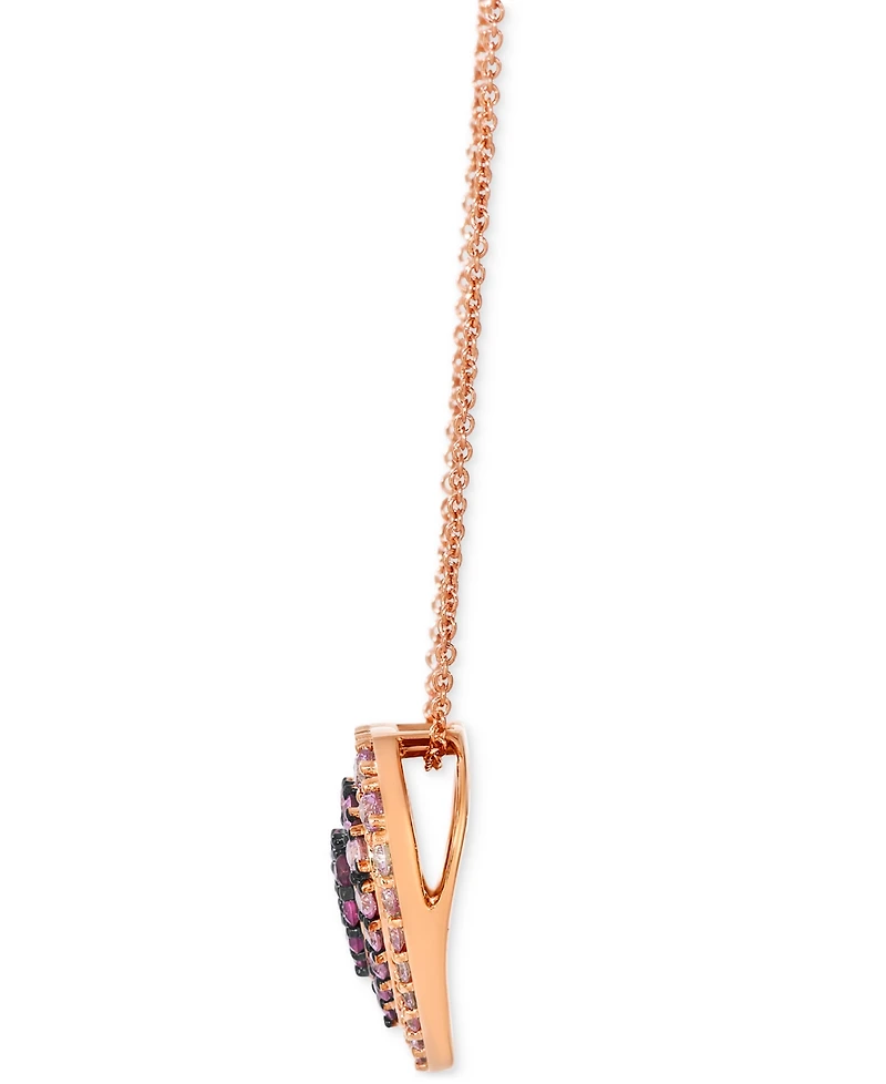 Le Vian Pink Sapphire Ombre Halo Cluster Heart Adjustable 20" Pendant Necklace (1-1/10 ct. t.w.) in 14k Rose Gold