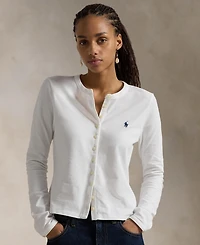 Polo Ralph Lauren Women's Stretch Mesh Cotton Crewneck Cardigan Top