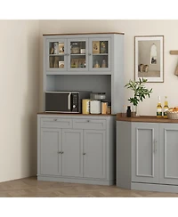 Homcom 71" Tall Kitchen Pantry Storage Cabinet with Microwave Sd,