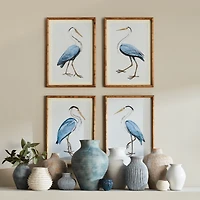 16.5"W x 1"D x 23.5"H Elegant Blue Heron Framed Wall Art Set of 4