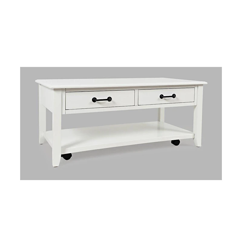 North Fork Acacia 2 Drawer Coffee Table with Casters