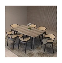 LeisureMod Dining Chair With Stainless Steel Legs Velvet Seat and Wicker Back