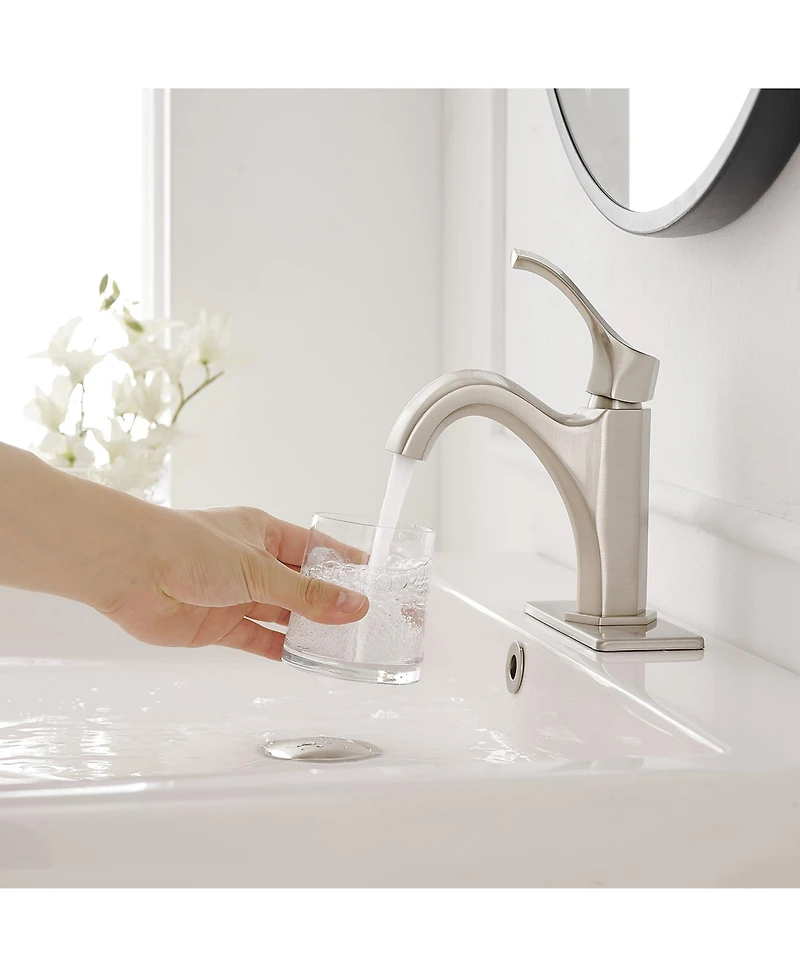 Single-Handle Single-Hole Farmhouse Bathroom Faucet Drip-Free Lavatory Rv Sink Brushed Gold