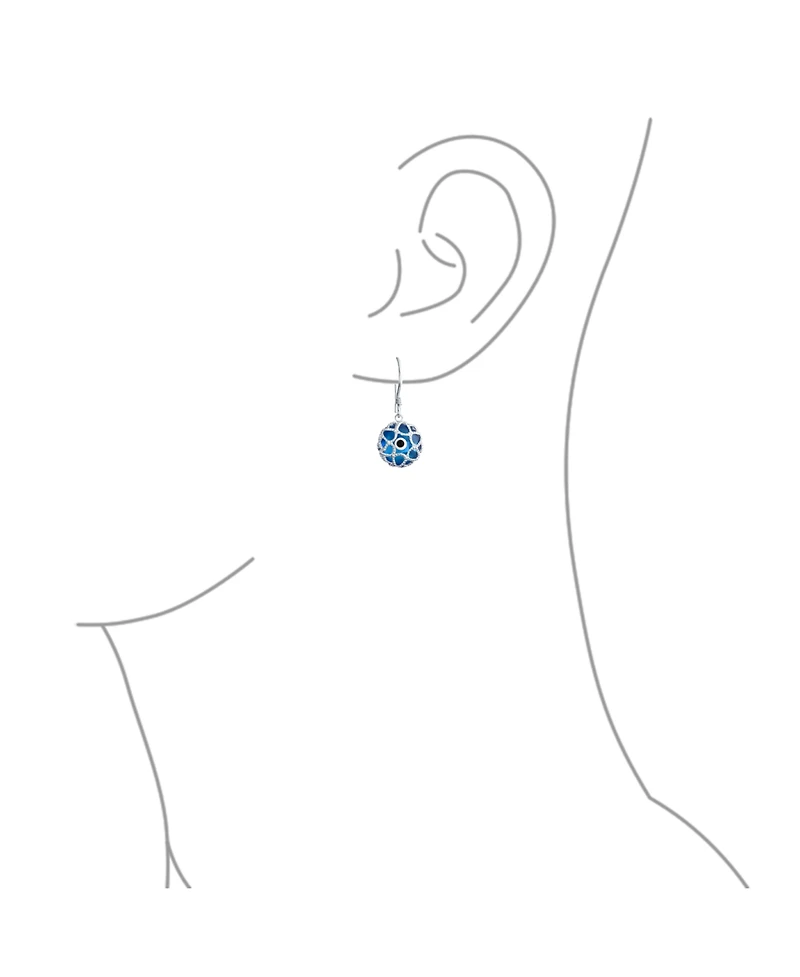 Bling Jewelry Blue Nazar Evil Eye Filigree Dangle Earrings Murano Glass & Sterling Silver