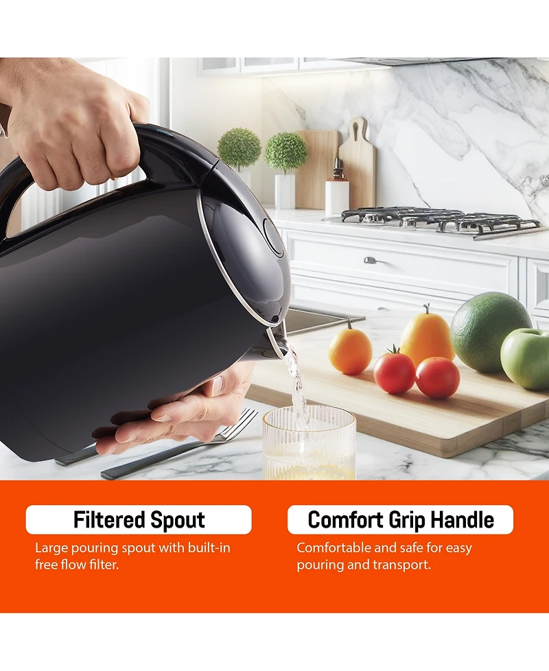 Elite Cuisine 1.8-Qt. Cool-Touch Electric Kettle with Stainless Steel Interior