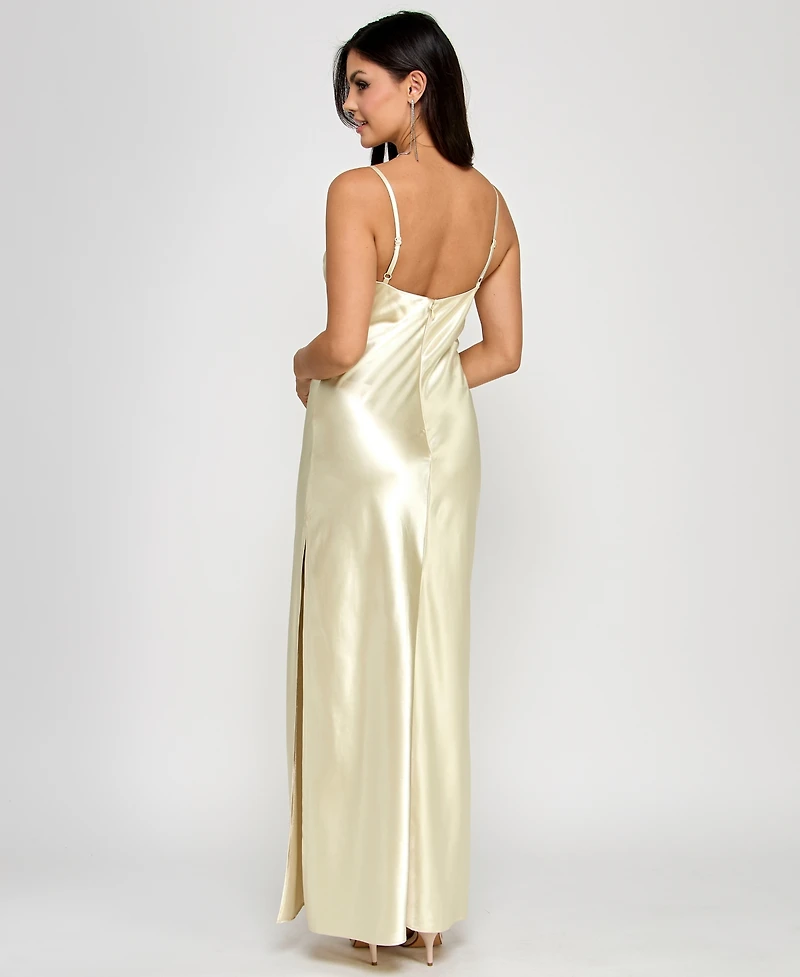 Morgan & Company Juniors' Embellished V-Neck Sleeveless Gown
