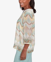 Alfred Dunner Women's Kensington Gardens Chevron Textured Top