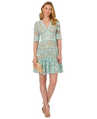 Adrianna Papell Women's V-Neck Lace Embroidery Dress
