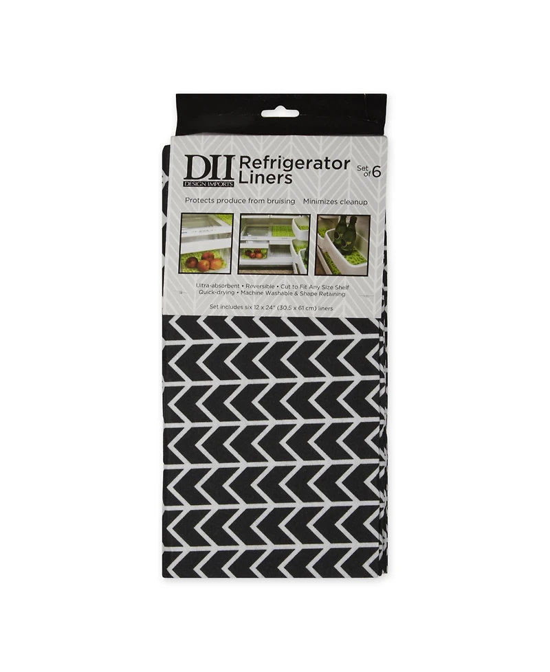 Design Imports Herringbone Print Fridge Liner 6 Pack Set, 24" x 12"