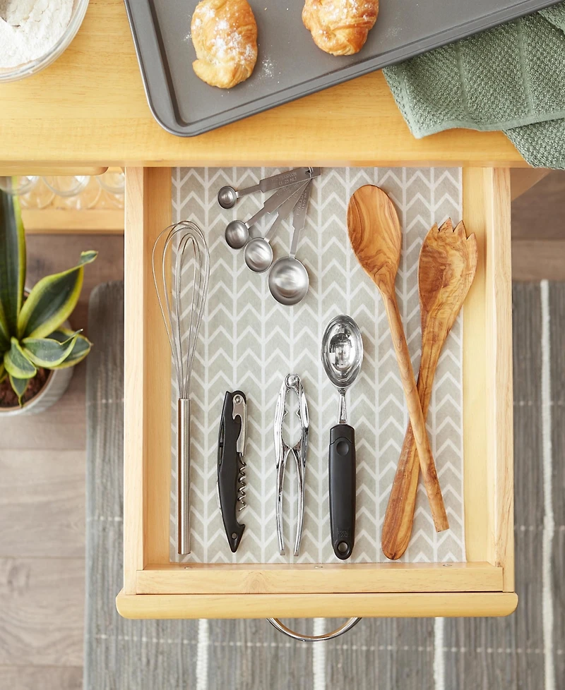 Design Imports Herringbone Print Fridge Liner 6 Pack Set, 24" x 12"