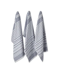 Design Imports French Terry Variegated Stripe Cotton Dishtowel 3 Pack Set, 18" x 28"
