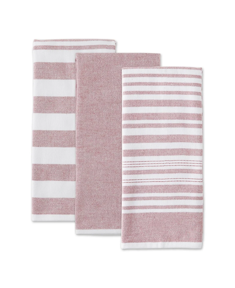 Design Imports Asst French Terry Cotton Dishtowel 3 Pack Set, 18" x 28"