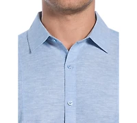 Cubavera Men's Big & Tall Linen Blend Tuck Panel Long Sleeve Button-Down Shirt