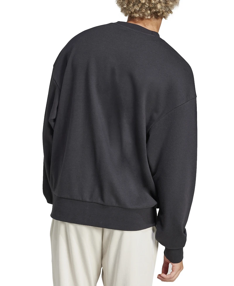 adidas Men's Essentials Three Bar Loose-Fit French Terry Sweatshirt