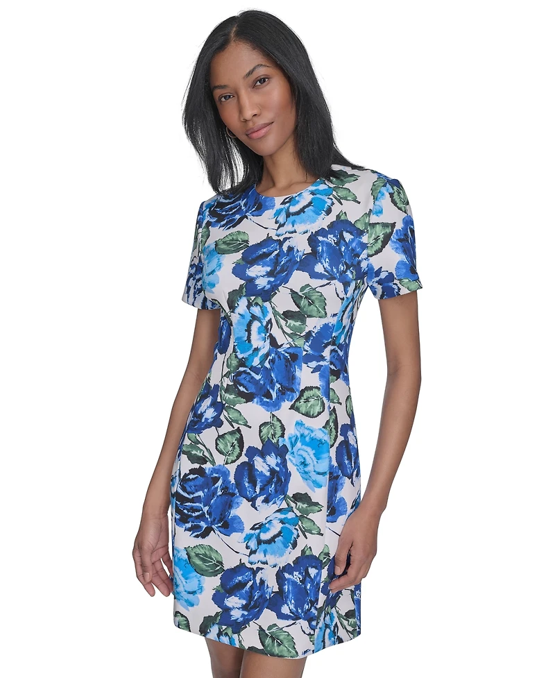 Halston Women's Printed Fit & Flare Short-Sleeve Dress