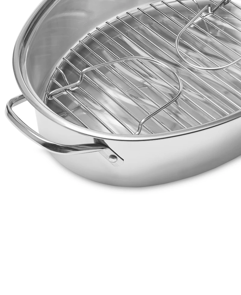 The Cellar Stainless Steel 8-Qt Covered Oval Roaster with Rack, Exclusively at Macy's