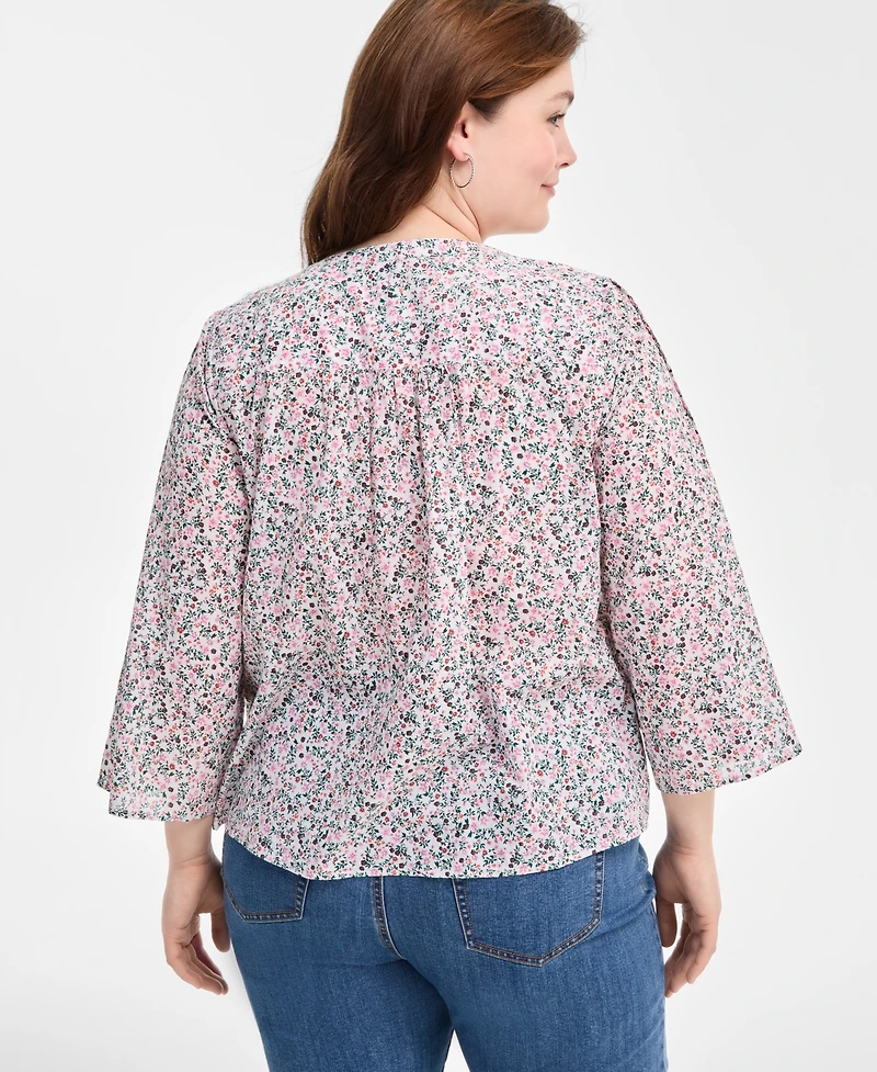 Style & Co Plus Printed Pintuck Top