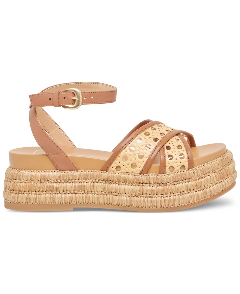 Dolce Vita Women's Wriley Crossband Raffia Woven Demi Wedge Sandals