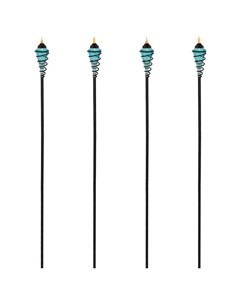 Outdoor Adjustable Height Glass and Metal Swirl Patio and Lawn Torch Set