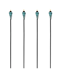 Outdoor Adjustable Height Glass and Metal Swirl Patio and Lawn Torch Set