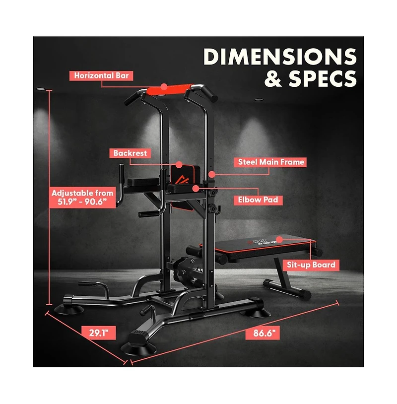 Squatz Pull-Up Workout Station with Adjustable Height for Home Gym Strength Training