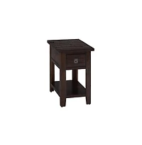 Kona Grove Distressed Rustic Solid Acacia Chairside End Table with Shelf