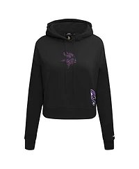 Pro Standard Women's Black Minnesota Vikings Jeweled Cropped Pullover Hoodie