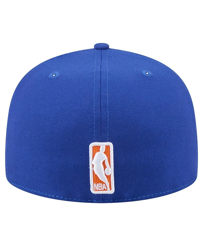 New Era Men's Blue New York Knicks Throwback Pennant 59FIFTY Fitted Hat