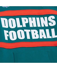 Mitchell & Ness Men's Aqua Miami Dolphins Vintage Logo Head Coach Fleece Pullover Hoodie