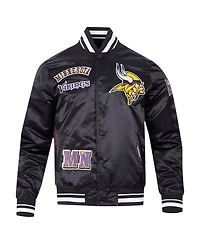 Pro Standard Men's Black Minnesota Vikings Sublimated Satin Full-Snap Jacket