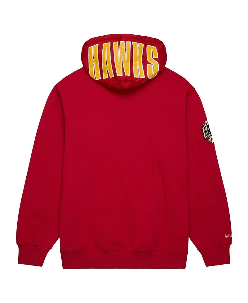 Mitchell & Ness Men's Red Atlanta Hawks Team Og 2.0 Vintage Logo Fleece Pullover Hoodie