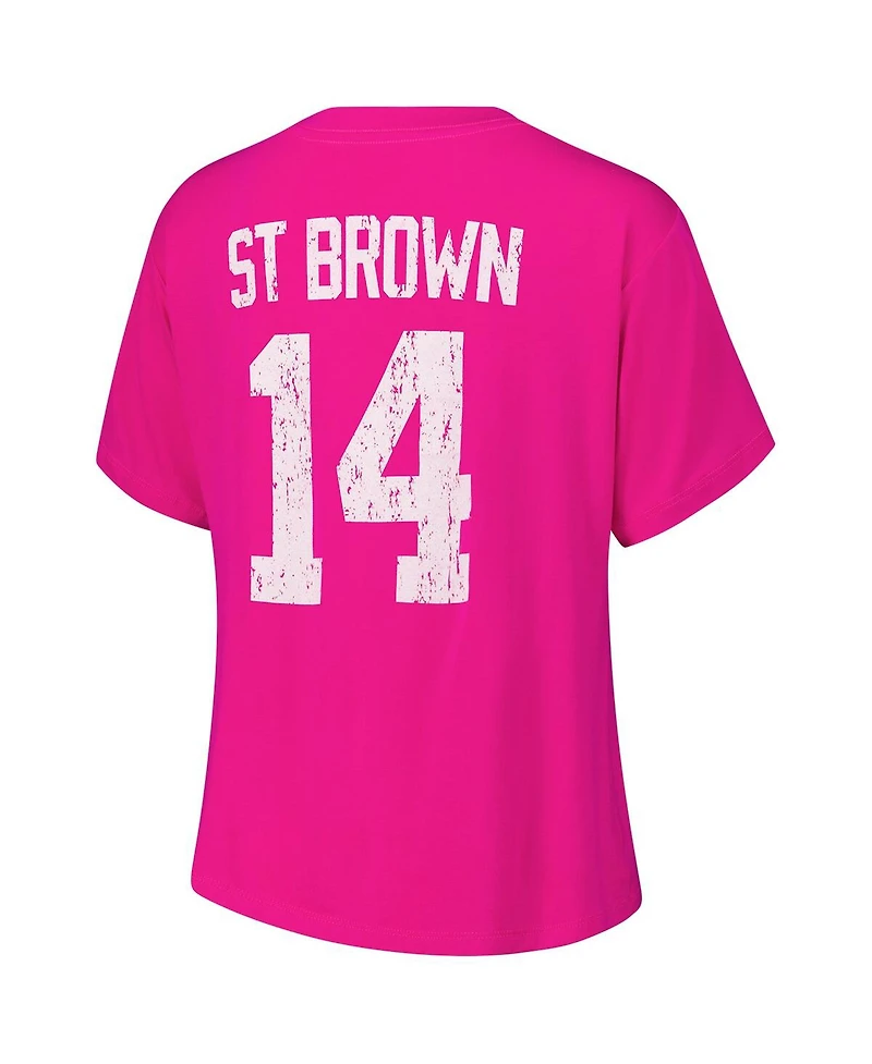 Majestic Women's Amon-Ra St. Brown Pink Detroit Lions Name Number T-Shirt