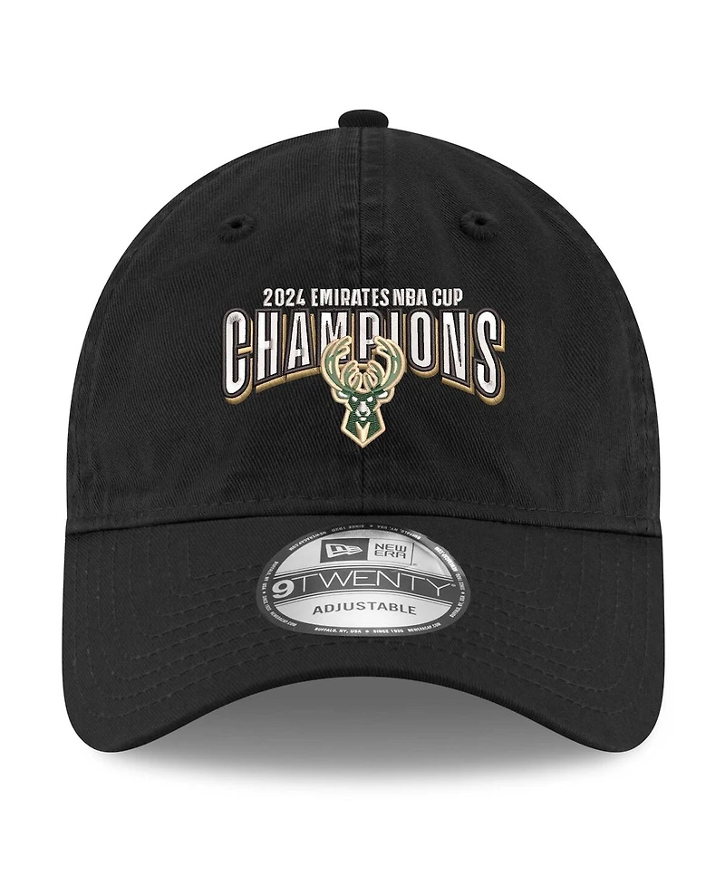 New Era Men's Black Milwaukee Bucks 2024 Nba Cup Champions 9TWENTY Adjustable Hat