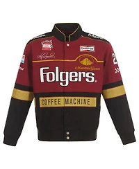 Jh Design Men's Maroon/Black Tim Richmond Folgers Twill Uniform Full-Snap Jacket