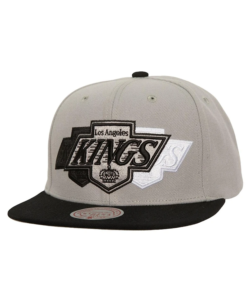 Mitchell & Ness Men's Gray Los Angeles Kings Soul Triple Up Snapback Hat