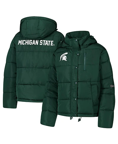 Hype And Vice Women's Green Michigan State Spartans Puffer Jacket