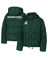 Hype And Vice Women's Green Michigan State Spartans Puffer Jacket