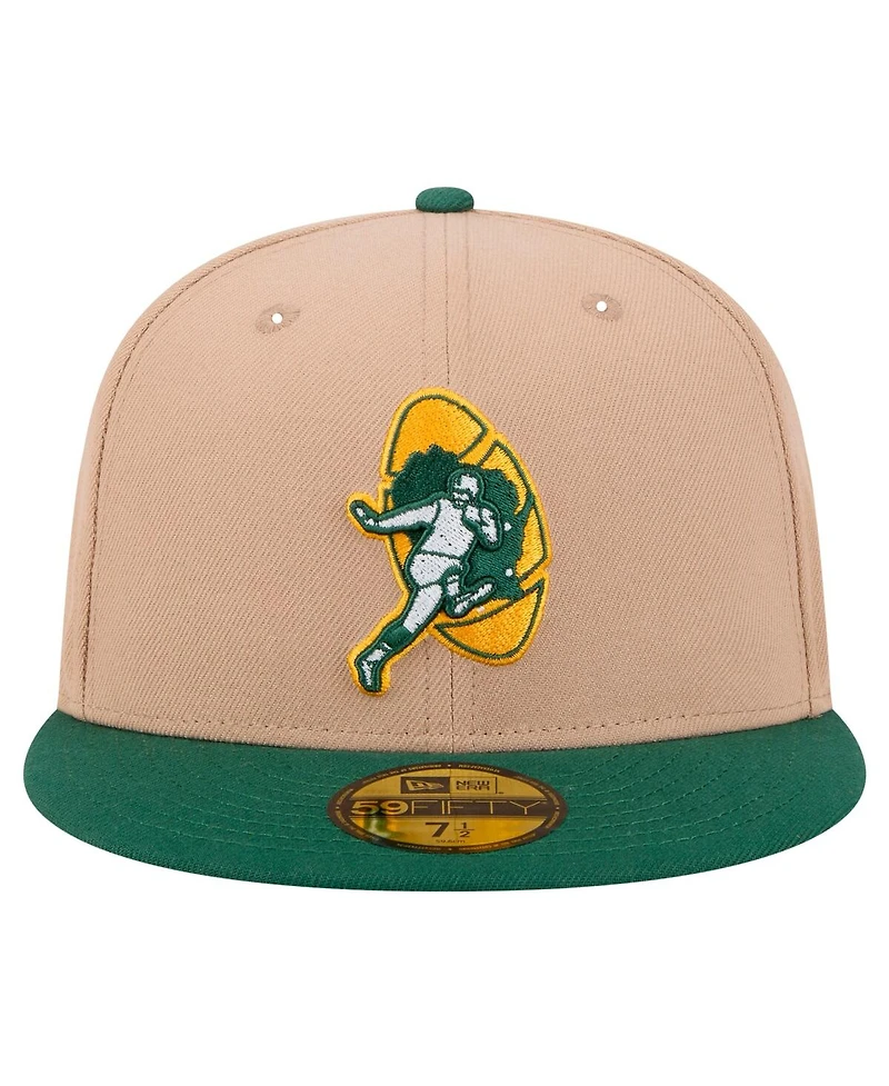 New Era Men's Tan/Green Bay Packers Throwback Logo Main 59FIFTY Fitted Hat