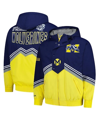 Mitchell & Ness Men's Navy/Maize Michigan Wolverines Throw It Back Retro Full-Zip Windbreaker Jacket