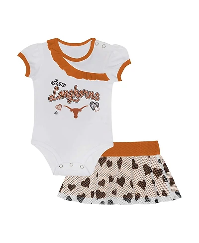 Outerstuff Baby Boys and Girls Texas Longhorns Two-Piece Love My Team Bodysuit Skirt Set