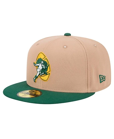 New Era Men's Tan/Green Bay Packers Throwback Logo Main 59FIFTY Fitted Hat