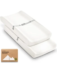 KeaBabies 2pk Isla Changing Pad Covers for Girl, Boy, Soft Contoured Diaper Table Cover Sheets Neutral