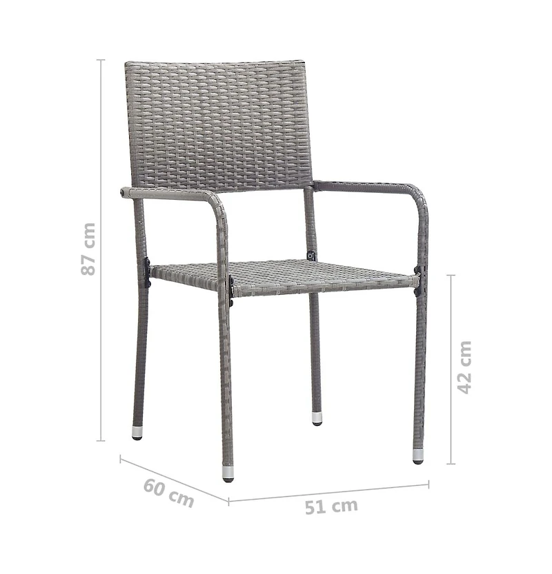 Patio Dining Chairs 4 pcs Stackable Gray Poly Rattan