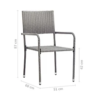 Patio Dining Chairs 4 pcs Stackable Gray Poly Rattan