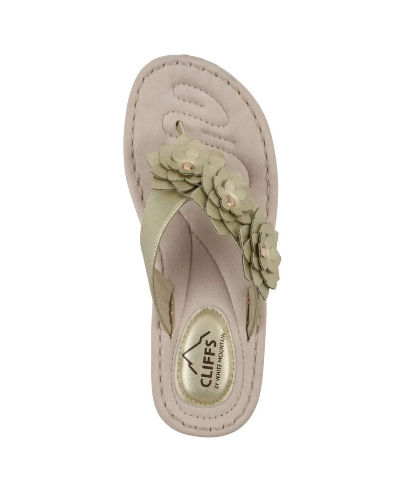 Cliffs by White Mountain Women's Content Floral Wedge Slip-On Sandals
