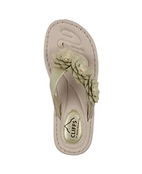 Cliffs by White Mountain Women's Content Floral Wedge Slip-On Sandals