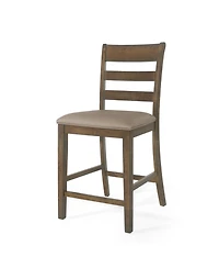 Rustic Farmhouse Upholstered Counter Stools with Natural Wood Frame, Set of 2-The Pop Home